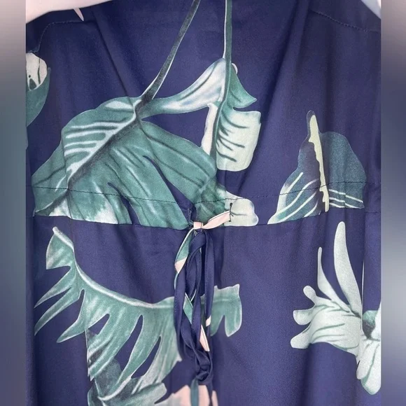 Summer Adjustable Spaghetti Strap Ruffle Split Beach Tropical  Maxi Dress Small - Picture 4 of 12